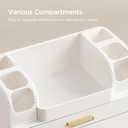 HBlife Makeup Organizer for Vanity with Brush Holder, Large Bathroom Countertop Cosmetic Organizer Skin Care Storage, Easy to Store Lipsticks, Nail Polishes, Perfumes, Eyeshadow Palettes, All White