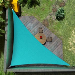 Amgo 14' x 14' x 19.8' Turquoise Right Triangle Sun Shade Sail Outdoor Canopy Awning UPF50+ AGTAPRT14, 95% UV Blockage, Water & Air Permeable, Commercial Standard Heavy Duty (We Make Custom Size)