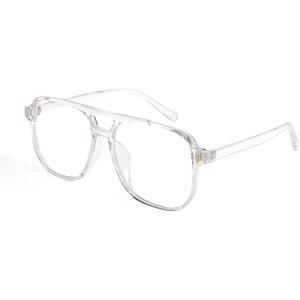 FEISEDY Blue Light Blocking Glasses Fake Nerd Clear Square Computer Lightweight Pilot Glasses Frame Oversized B2866 Transparent Frame
