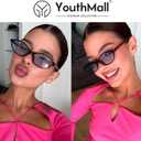 Retro Oval Sunglasses for Women Small Oval 90s Sunnies Trendy Narrow Cat Eye Vintage Shades 2 Pack