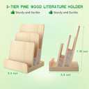 DOSTATNI 3 Tier Pine Wood Pamphlet Display Stand Brochure Holder 6 x 9 Literature Stand Postcard Holder Display Stand Flyer Holder Magazine Rack for Pamphlet Magazine Booklets Menu