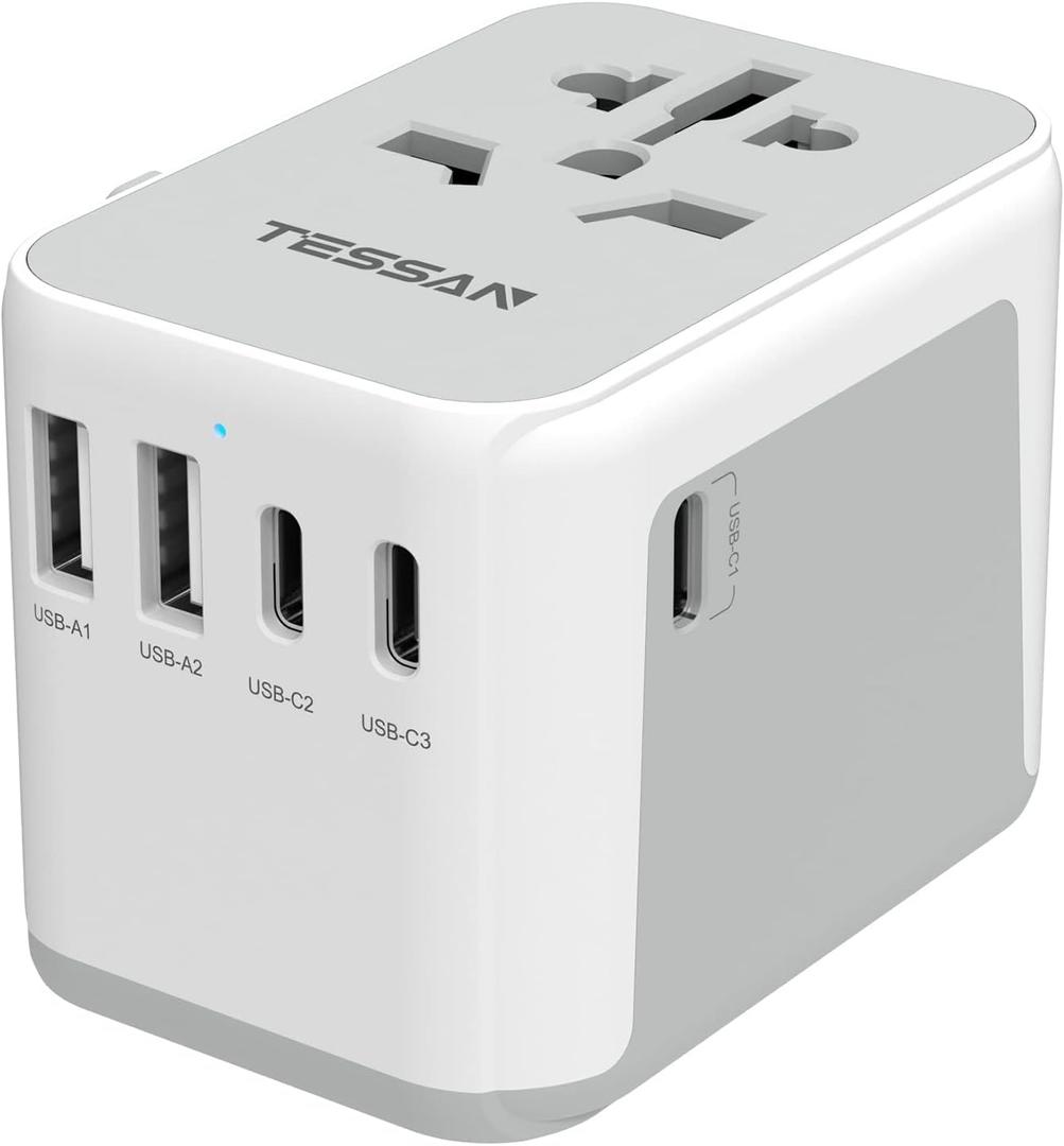 TESSAN Universal Travel Adapter, International Power Adapter 5.6A 28W 3 USB C 2 USB A Ports, Travel Worldwide Plug Adaptor, Outlet Wall Charger for Europe UK EU AUS (Type C/G/A/I) TESSAN Universal Travel Adapter, International Power Adapter 5.6A 28W 3 USB C 2 USB A Ports, Travel Worldwide Plug Adaptor, Outlet Wall Charger for Europe UK EU AUS (Type C/G/A/I)