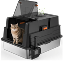 Extra Large Enclosed Stainless Steel Cat Litter Box with Lid - XXXL Giant Metal Enclosed High Sides Litter Boxes for Multi-Cat Households and Overweight Cats - Black