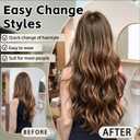 Long Hair Clip in Extensions 4PCS Seamless Clips ins for Women Non-Weft Wavy Easy Hairpieces Charming Wave Synthetic Fiber 22 Inch Full Head Breathable Medium Brown mis Caramel Blonde