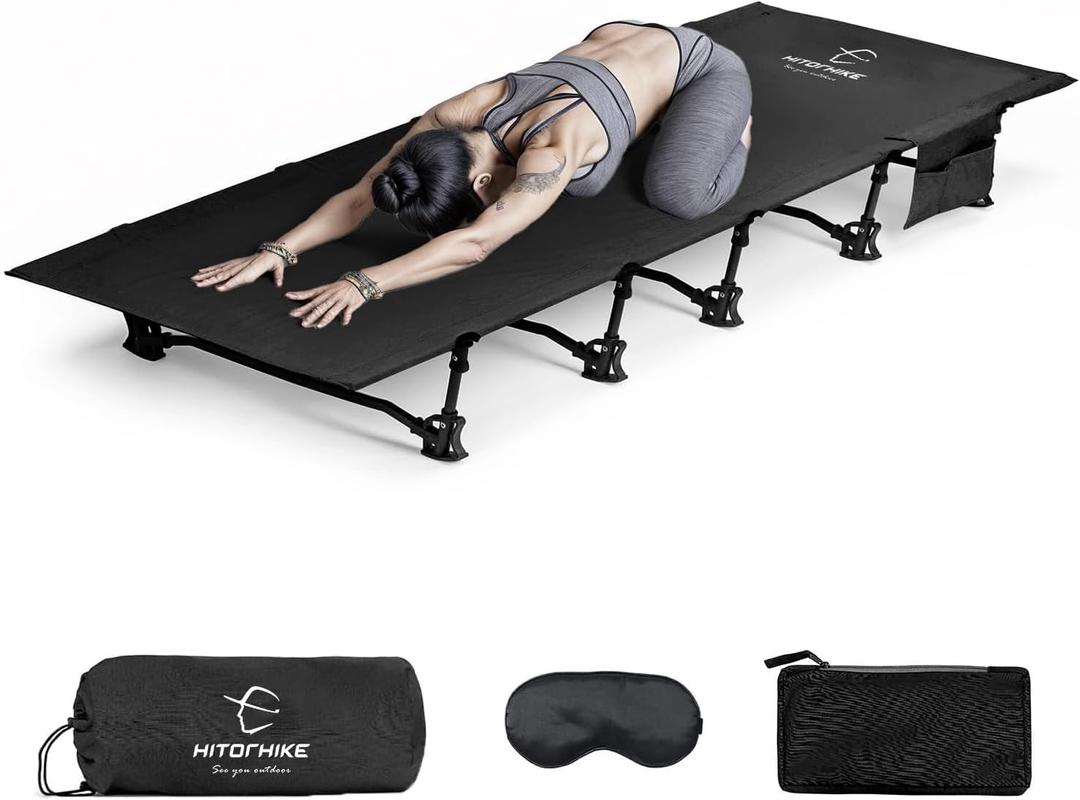 HITORHIKE Camping Cot Compact Folding Cot Bed for Outdoor Backpacking Camping Cot Bed (Black)