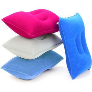 4Pack Ultralight A4 Size Inflatable Travel Pillow, Small Squared Flocked Fabric Air Pillow for Traveling, Holiday Trip, Hiking, Camping,Napping,Neck Lumbar Support(Gray,Sky Blue,Red,Deep Blue)