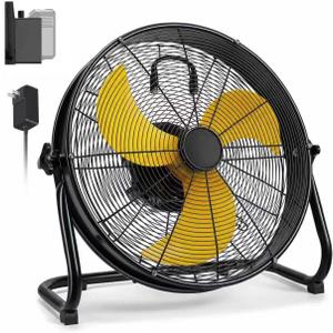 18" Brushless Cordless Floor Fan Compatible with Dewalt 20V Max Battery | 2500CFM Quiet Industrial Fan with AC Adapter, 5 Speeds 360Tilt Portable Metal Shop Fan for Garage Jobsite Camping(Tool Only), 18in