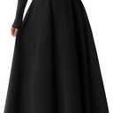 PRETTYGARDEN Cocktail Dresses for Women 2026 Elegant Classy Fall Long Sleeve Midi A Line Flowy Modest Winter Party Dress S