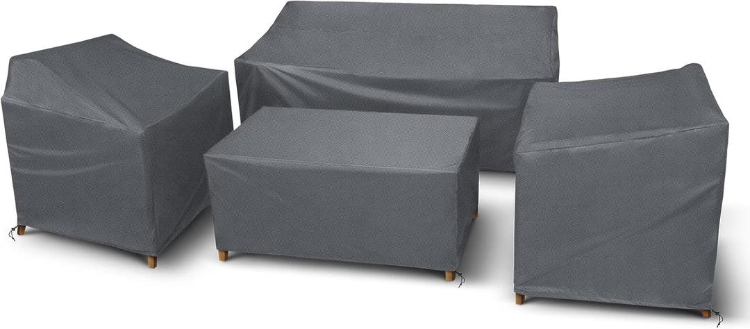 STARTWO Outdoor Furniture Cover Waterproof, 4 Piece Patio Furniture Set Cover for Outside Couch, Lawn Chairs, Coffee Table, Windproof with Buckle Strap, Grey