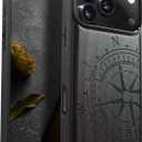 Carveit Magnetic Wooden Case for iPhone 17 Pro Case, Wood Artisan Engraved & Black Soft TPU Shockproof Cover, Compatible with MagSafe Wireless Chargers (The Incomplete Compass) Blackwood