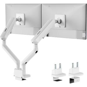 monTEK Dual Monitor Arm, Mechanical Spring Monitor Arm for 17-35" Screens, Adjustable Monitor Desk Mount Each Holds up to 26.4 lbs with C Clamp/Grommet Desk Mount, VESA 75/100mm, MA1011WH-D (White)