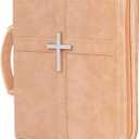 RAWILL PU Leather Bible Cover Case with Phone Pocket for Men & Women, Durable Protective Book Cover, Fits Most Standard Bibles, Brown