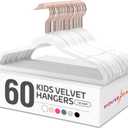HOUSE DAY Velvet Kids Hangers 60 Pack, Premium Childrens Hangers for Closet, Ultra Thin Cute Clothes Hanger, Non Slip Small Felt Hanger 14 Inch for Kids Clothes, White