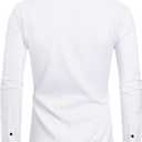 J.VER Men's Banded Collar Dress Shirt Mandarin Long Sleeve Button Down Shirts Stretch Collarless Tops with Pocket (White, L)