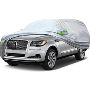 Full Car Cover Universal 6 Layers Outdoor Thicked All Weather Cover, Sunshield, Waterproof, Snow Proof, UV Proof, Scratch Proof, Bird Droppings, 6 Reflective Strips, Fits SUVs up 17 ft