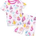 babee Reshinee Bamboo Viscose Toddler Unicorn Mermaid Girls Kids Pajamas Short Sleeve Summer Cool Snug fit Pjs 4-5T (Purple)