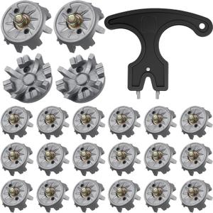 31 Pcs Golf Cleats Set with 30 Spikes Replacements and 1 Cleats Spanner for Shoes Metal Thread Screw 6 mm Dia Spike Tool Golf Accessories for Lawn Outdoor Cricket Shoe Player Lover (Grey)
