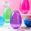 JOYIN 12 Pcs 7" Jumbo Plastic Easter Eggs, Clear 6 Assorted Colors Empty Eggs for Filling Treats Easter Party Favor Hunt Basket Stuffers Fillers Classroom Prize Supplies Toy