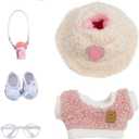 2 x Generic 6.7 in Doll Clothes Compatible, Plush Clothes Set, Cute Outfit Suitable, Doll not Included (Pink)