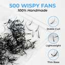 TEGAN LASH 500 Wispy Premade Fans Eyelash Extensions, Handmade Volume Lashes, From 5D-9D, 0.05/0.07 Thickness, C/CC/D Curl, 9-15mm Length, Thin Base, Soft, Long-Lasting, Easy to Apply (9D-0.05-C-13)