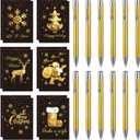 Teling 24 Pcs Mini Christmas Notebooks and Pens Santa Notepads Gifts Snowflake Snow Man Deer Christmas Tree for Kids Girls Boys Xmas Birthday Supplies(Santa)