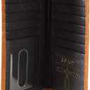 ARIAT Men's Rodeo Style Wallet, Genuine Leather with Debossed Logo, Multiple Card Slots, ID Window, Medium Brown