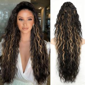 ORSUNCER Ponytail Extension Claw 30" Curly Pony Tail Clip in Claw Hair Extensions Fluffy Natural Looking Synthetic Hairpiece for Women Black and Burnt Blonde