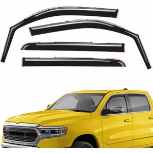 Rain Guards for Dodge Ram 1500 (New Body Style) 2019-2025 Crew Cab, in-Channel Window Deflectors, Side Window Visors, Sun Visors, Wind Vent Shades, Vent Truck Shades, Car Accessories, 4pcs. AG0032