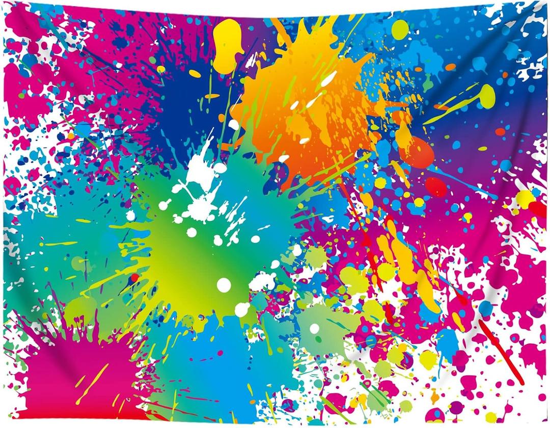 7x5ft Soft Washable Fabric Colorful Splatter Background Abstract Paint Splash Backdrop Video Studio Photograph Backdrop Seamless Fabric Background Photo Booth Props RBJME039