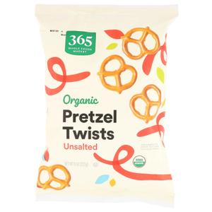 2 x 365 by Whole Foods Market, Organic Unsalted Mini Pretzel Twists, 8 Ounce (EXP 11/05/26)