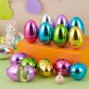 JOYIN 3.15" Metallic Easter Eggs, Shinny Plastic Eggs Colorful Bulks for Easter Hunt, Filling Treats, Easter Basket Stuffers, Classroom Prize Supplies, 72 PCS