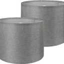 Lampshades Set of 2, 13" Top x 13" Bottom x 10" High Drum Lampshade,Traditional Lamp Shade, Assembly Required, Medium-sized Lampshades for Table Lamp, Floor Lamp, Bedside Lamp, Gray