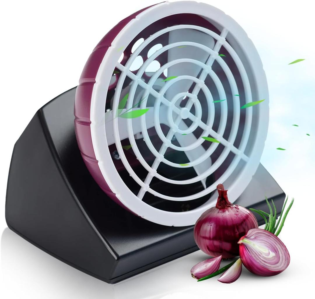 Fanion Cordless Kitchen Prep Fan - Portable Fan for Cutting Onions Without Tears - Cute Onion-Shaped Fanion for Comfortable Cooking & Meal Preparation - Portable and Battery Operated (Red)