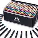 262 Colors Markers - Dual Tip Permanent Art Markers Set for Coloring Drawing Painting, Fine and Chisel Tip Based Pens with Carrying Case for Adult Artists