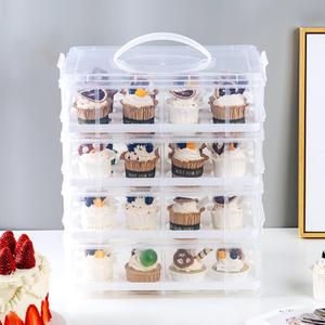 Cupcake Carrier Stackable Storage Container Collapsible Cake Carrier with Lid and Handle, with 50 PCS Cupcake liners, Reusable Plastic Dessert Travel Container, Transport Box (48 Cupcakes White), 15.7 inches x 10 inches x 10 inches