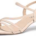 IDIFU Women's Dressy Strappy 2 Inch Low Kitten Heel Open Toe Sandals Dress Shoes for Woman Lady in Bridal Dance Evening (Beige)
