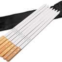 Goutime Kabob Skewers 23 Inch Long,1 Inch Wide Stainless Steel Grilling BBQ Skewer with Wood Handle for Making Koubideh Persian Brazilian Chicken Shrimp Kebab,Set of 7 with Bag (23 Inch Long x 1 Inch Wide)