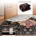 RELEANY Area Rugs 2'x3' Kitchen Rugs Entry Rug Small Rugs for Entryway Kitchen Bathroom Door Mat Indoor Entrance,Washable Non Slip, Black Colorful Floral Dark Tan
