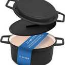 Misen 7 QT Enameled Cast Iron Dutch Oven - Chip-Resistant Enamel Coating - Thick Iron Core For Heat Retention - Large Cooking Surface - Oven Safe, Induction Compatible - Grill and Silicone Lid, Black