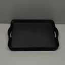 6 Pcs Serving Trays with Handles Trays for Eating 16 x 11 Inch Multi Purpose Plastic Tray Rectangular Anti Skid Decorative Food Tray for Restaurant Breakfast Countertop Party Kitchen (Black)