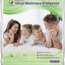 Mars Wellness Waterproof Vinyl Mattress Protector and Cover - Contoured Fitted White Mattress Cover Sheet - 1 Pack - King