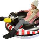 GoFloats Winter Snow Tubes - Choose from Unicorn, Disney's Frozen, Ice Dragon, Polar Bear, Penguin, Flamingo - Inflatable Sled for Kids and Adults (44 Inch, Black)