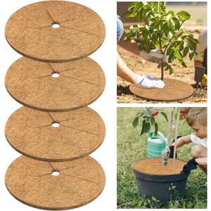 Legigo 4pcs Coconut Fiber Mulch Ring Tree Plant Protector Mat, 24 Inch Natural Coco Coir Tree Protection Ring Plant Pot Soil Cover, Tree Rings Disc Plant Cover for Indoor Outdoor Plants,Landscaping