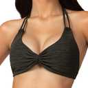 AJISAI Womens Halter Bikini Top Triangle V Neck Bathing Suit Top Low Impact Padded Sports Bra (Black, S)