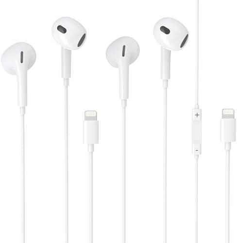 2Packs Earbuds for iPhone Headphones Wired with Built-in Microphone and Volume Control,Compatible with iPhone 14/13/12/11/XR/XS/X/8/7/SE/Pro/Pro Max,Support All iOS System,