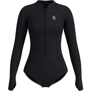 KMT Wetsuit for Women, Womens Long Sleeve Shorty Wet Suits 2mm Front Zipper Springsuit Surfing Surf-wear Diving Swimming Scuba One Piece (12, Black)