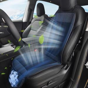Cooling Car Seat Cushion, 12V-24V Ventilated Car Front Seat Pad with Powerful Fan, Breathable Mesh, 3-Speed Adjustable Airflow, Universal Fit for Cars, SUVs, Trucks, Vans