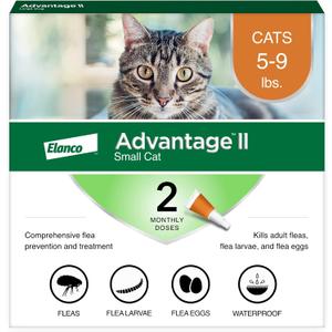 Advantage II Small Cat Vet-Recommended Flea Treatment & Prevention | Cats 5-9 lbs. | 2-Month Supply