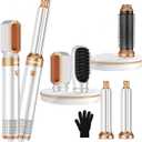 5 in ONE Blow Dryer Brush, Curling Wand Hair Styling Tools Set, Ionic Hot Air Hair Dryer, Massage Oval Hair Dryer, Left&Right Hair Curlers 100-120V (White)