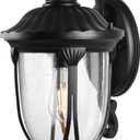 Outdoor Wall Light Fixture, Traditional Exterior Wall Sconce Lighting with Clear Seeded Glass for Front Porch, Black Outdoor Wall Lantern Lamp Outside for House Garage Balcony Doorway, Small